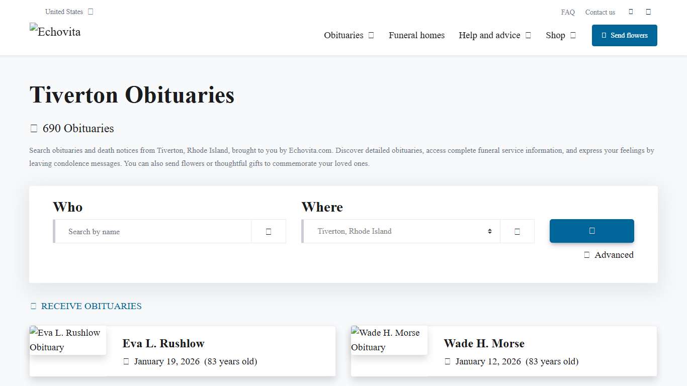 Find Recent Obituaries for Tiverton, RI