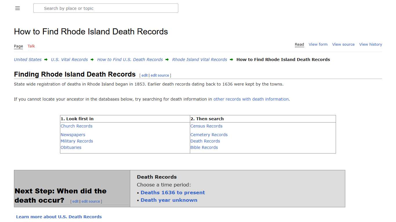 How to Find Rhode Island Death Records • FamilySearch